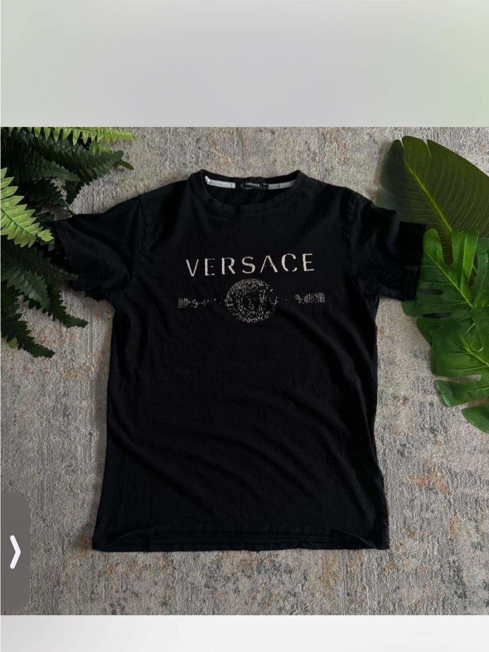 Versace Black Crewneck T-Shirt with Silver Logo